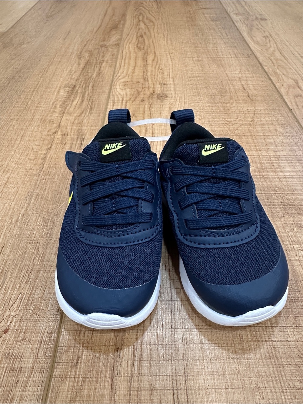 Nike Kids Navy Sneakers with Neon Yellow Logo - Picture 2 of 6
